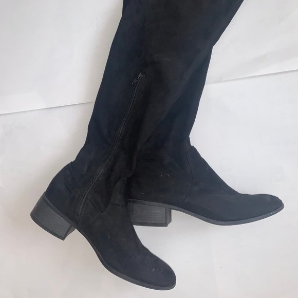 Madden Girl Over The Knee Black Suede Boots Size 9 - Picture 3 of 6